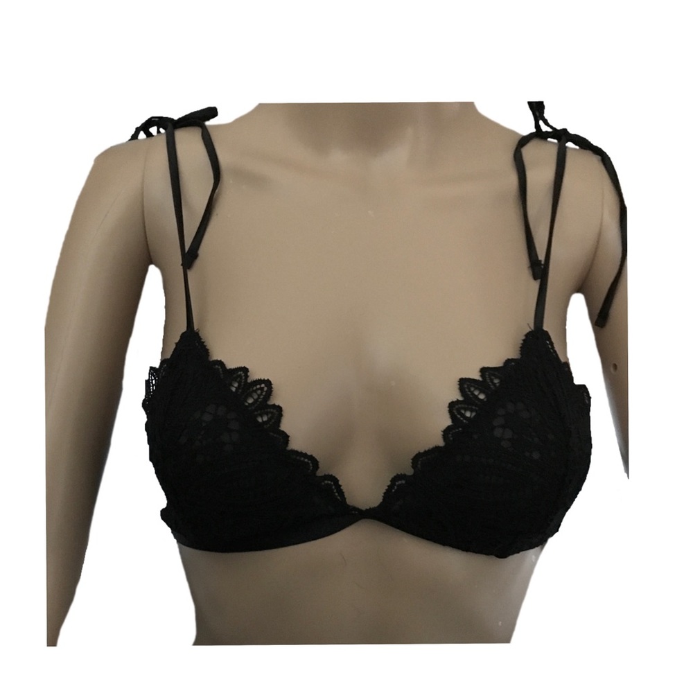 Free People Small Mila bralette tie strap black, size small